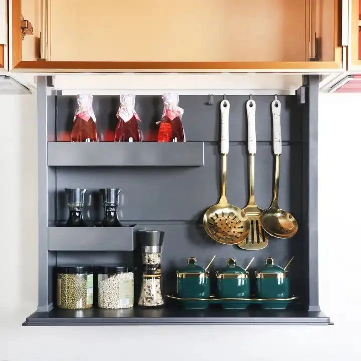 Kitchen Aluminum Alloy Automatic Cabinet Elevator Storage Rack