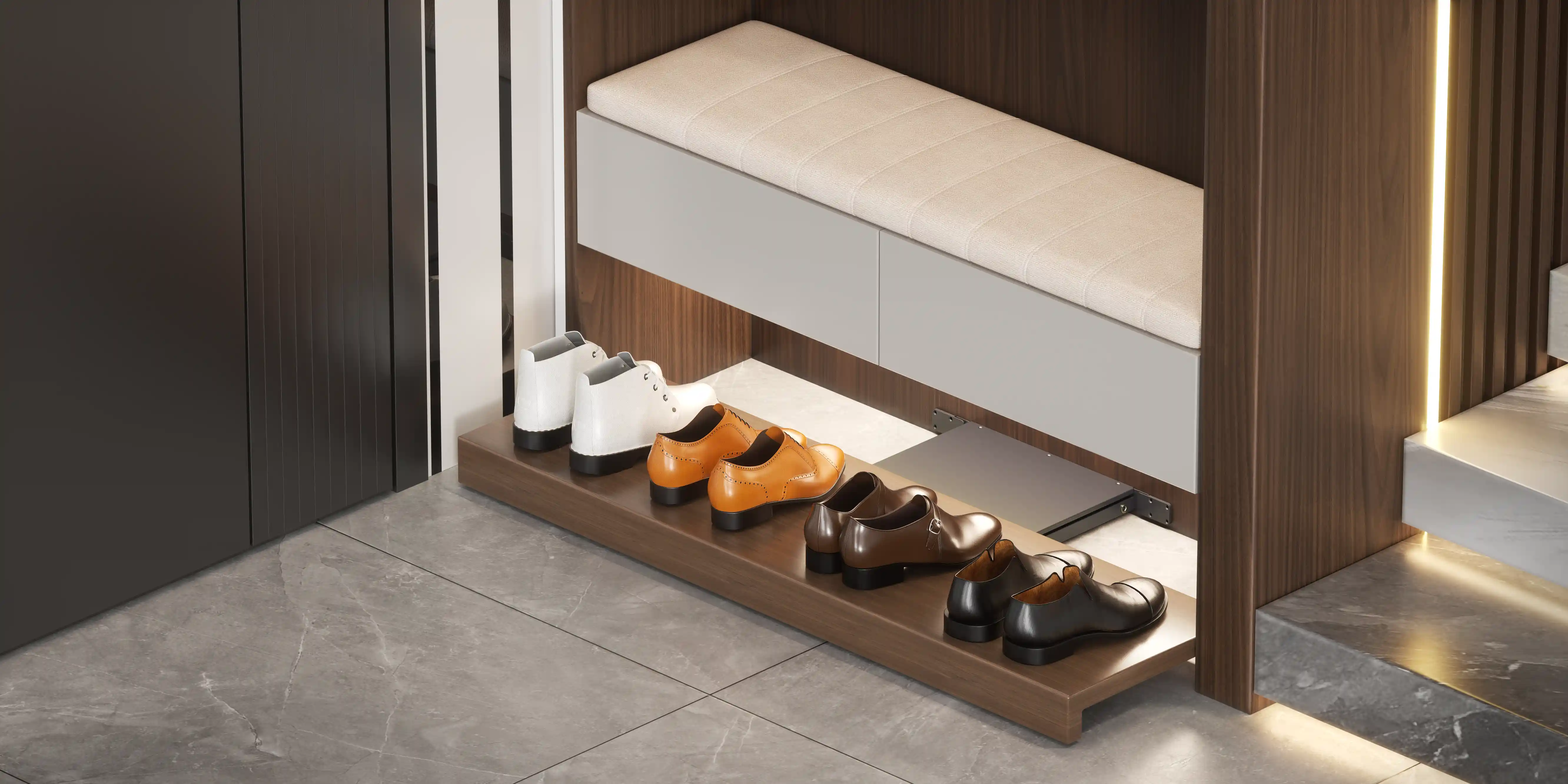 motorized-shoe-rack-mechanism-modern-entryway motorized-shoe-rack-mechanism-modern-entryway