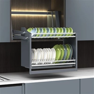Kitchen Metal Electric Lifting Basket Dish Rack